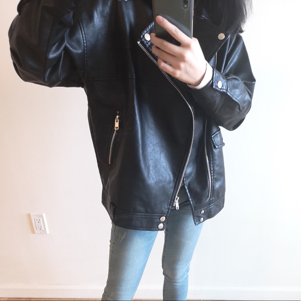 Summer Sale PU leather black motorcycle jacket - Picture 5 of 8
